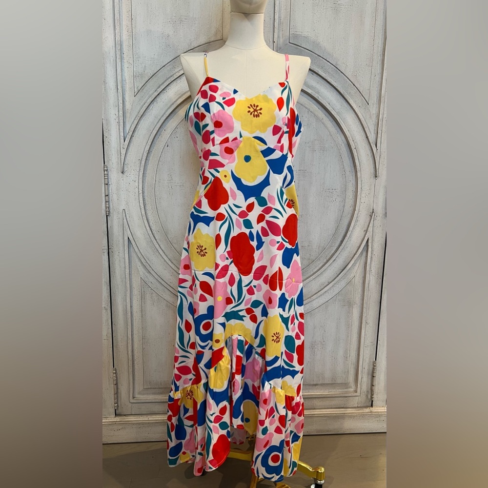 Women’s Floral Multicolor Spaghetti Strap Dress with Pockets! So cute!